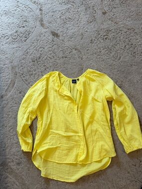 GAP Bright Yellow Lightweight Button-Front Blouse